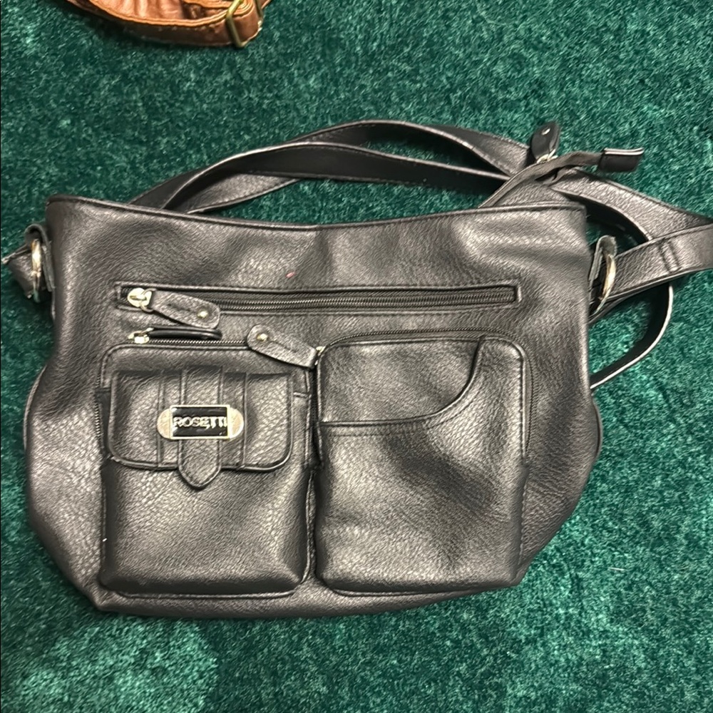 Rosetti Black Crossbody Bag with Metal Accents and Structured Design